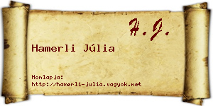 Hamerli Júlia névjegykártya